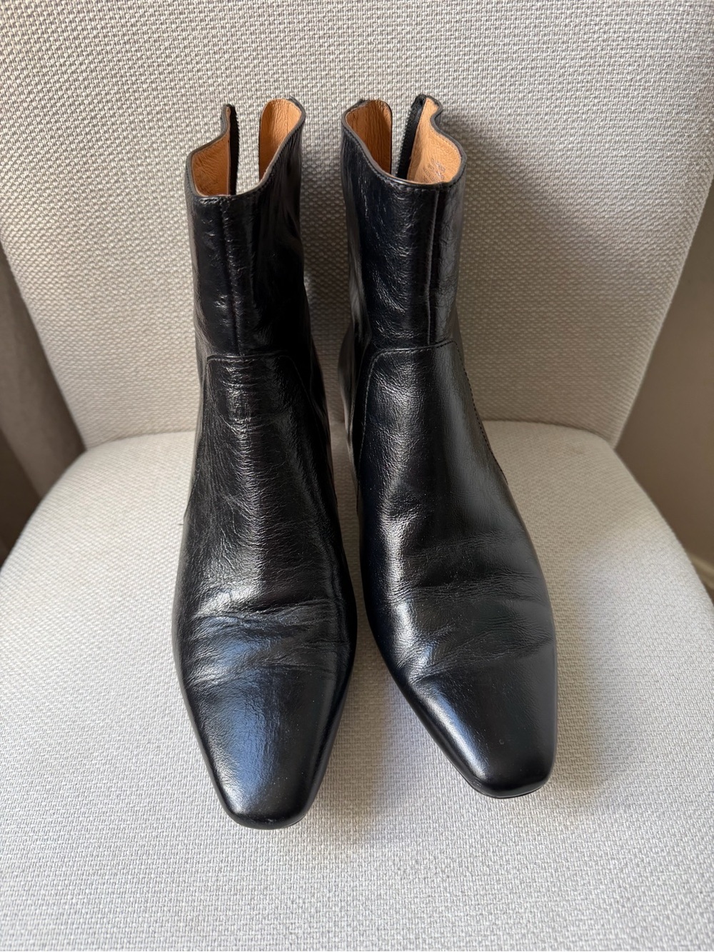 Madewell The Dimes Kitten Heel Boot Black Leather Pointed Toe NN026 Size 8 1/2